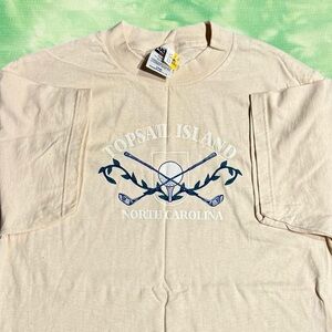 VINTAGE GOLF TOP SAIL ISLAND NC CREAM TEE LARGE NWT